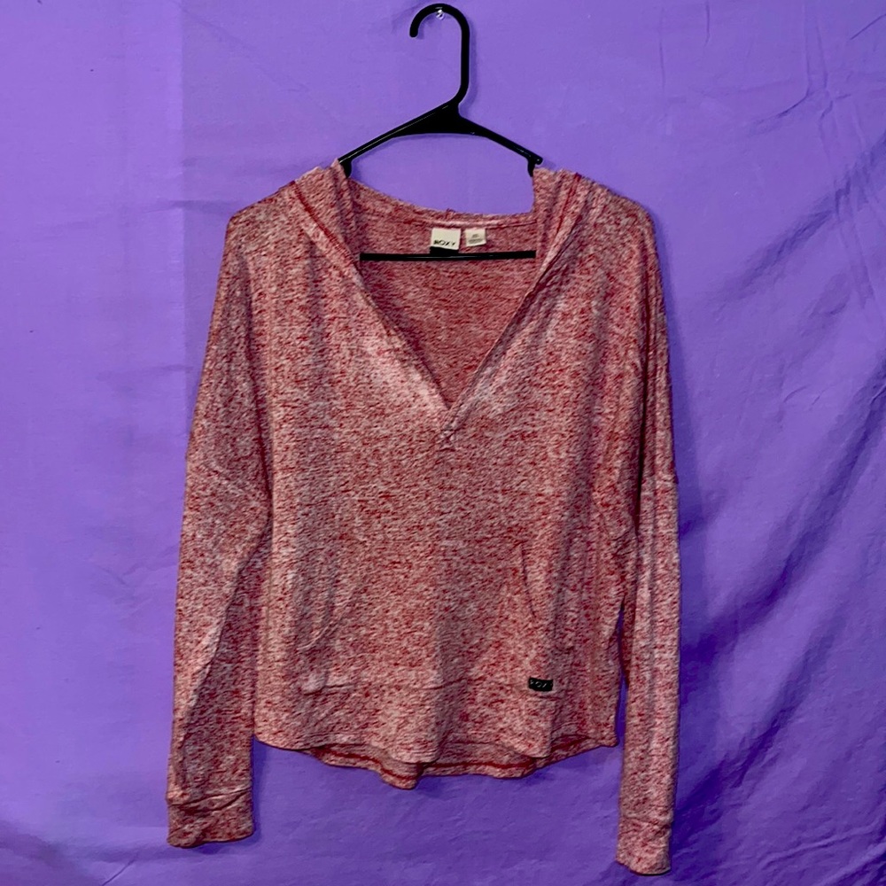 Roxy Red & Pink Hooded Long Sleeve